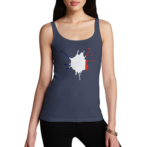 Womens Humor Novelty Graphic Funny Tank Top France Splat Women's Tank Top Large Navy