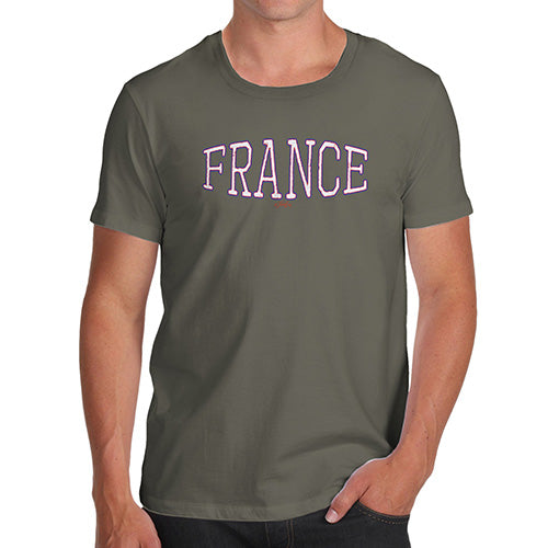 Funny Mens Tshirts France College Grunge Men's T-Shirt Large Khaki