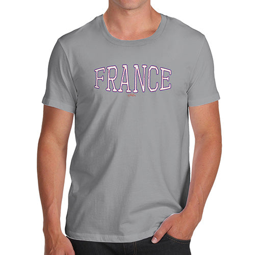 Novelty Tshirts Men Funny France College Grunge Men's T-Shirt Large Light Grey