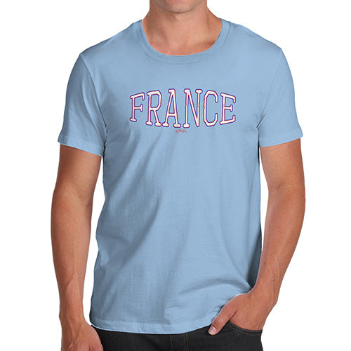 Funny Gifts For Men France College Grunge Men's T-Shirt Medium Sky Blue