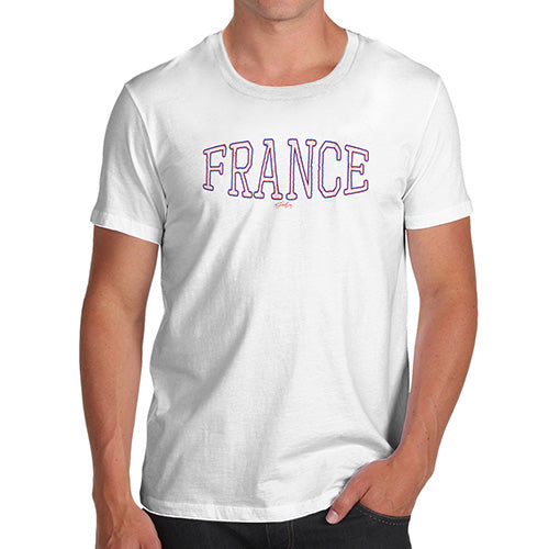 Novelty Tshirts Men France College Grunge Men's T-Shirt Medium White