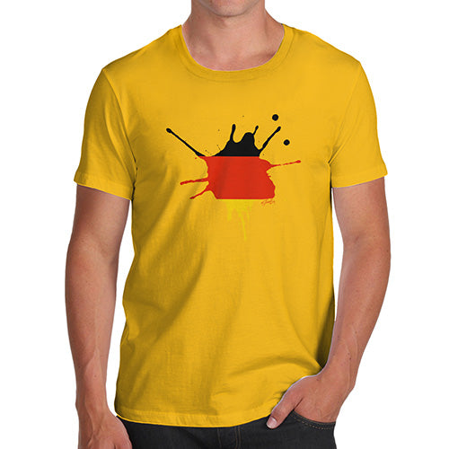 Mens Funny Sarcasm T Shirt Germany Splat Men's T-Shirt Small Yellow