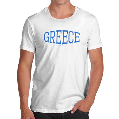 Funny T-Shirts For Men Greece College Grunge Men's T-Shirt Small White