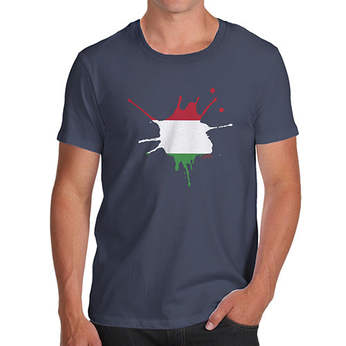Funny T-Shirts For Guys Hungary Splat Men's T-Shirt Large Navy