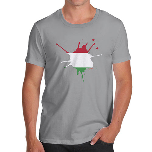 Novelty T Shirts For Dad Hungary Splat Men's T-Shirt Medium Light Grey