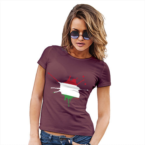 Funny Tshirts For Women Hungary Splat Women's T-Shirt X-Large Burgundy