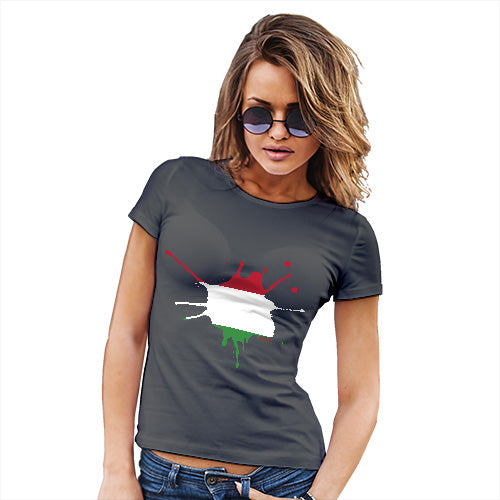Womens Funny Sarcasm T Shirt Hungary Splat Women's T-Shirt Medium Dark Grey