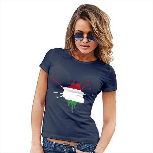 Womens Novelty T Shirt Christmas Hungary Splat Women's T-Shirt Small Navy