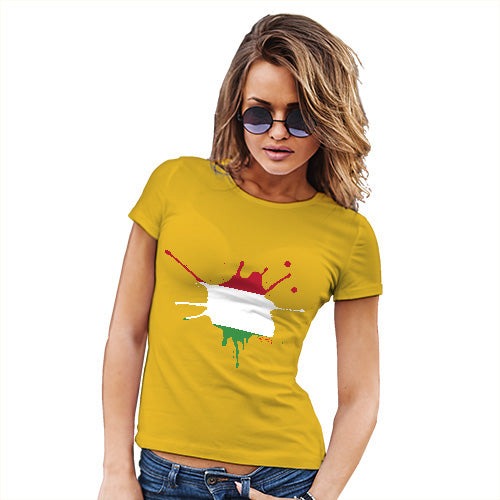 Womens Novelty T Shirt Christmas Hungary Splat Women's T-Shirt Large Yellow