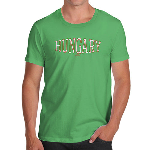 Funny Mens T Shirts Hungary College Grunge Men's T-Shirt Medium Green