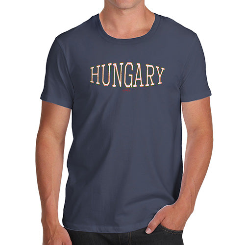 Funny T Shirts For Men Hungary College Grunge Men's T-Shirt X-Large Navy