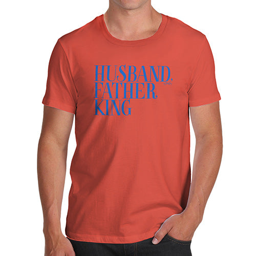 Funny Mens T Shirts Husband Father King Men's T-Shirt Large Orange