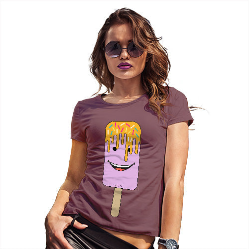 Funny T Shirts For Women Melting Ice Lolly Women's T-Shirt Large Burgundy