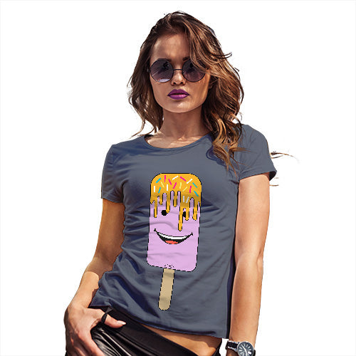 Funny Shirts For Women Melting Ice Lolly Women's T-Shirt Small Navy