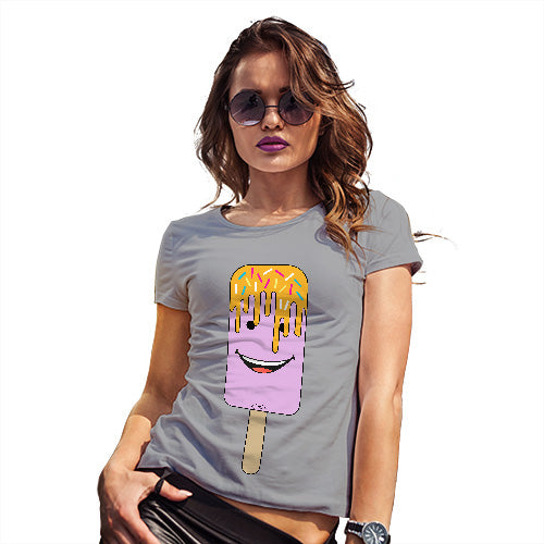 Funny Tee Shirts For Women Melting Ice Lolly Women's T-Shirt Large Light Grey