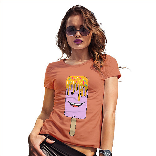 Novelty Tshirts Women Melting Ice Lolly Women's T-Shirt X-Large Orange