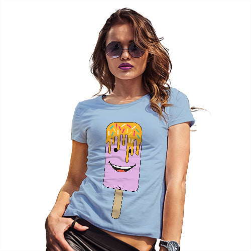 Funny Tee Shirts For Women Melting Ice Lolly Women's T-Shirt Small Sky Blue