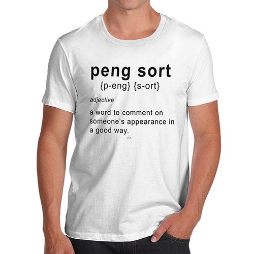 Novelty Tshirts Men Peng Sort Men's T-Shirt X-Large White