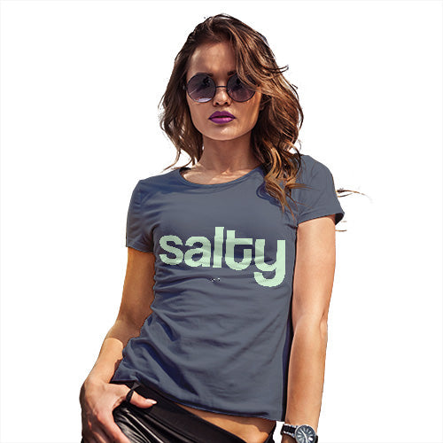 Womens Novelty T Shirt Christmas Salty Women's T-Shirt Small Navy