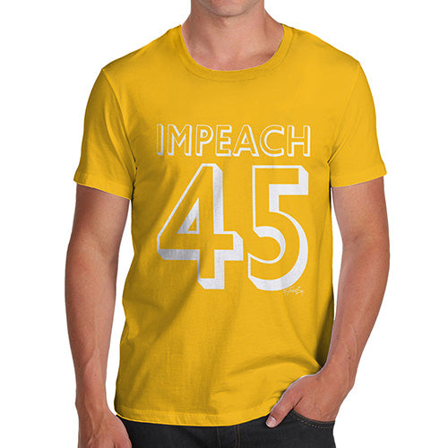 Mens Novelty T Shirt Christmas Impeach 45 Men's T-Shirt Large Yellow
