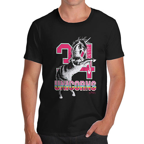 Mens T-Shirt Funny Geek Nerd Hilarious Joke 34 Unicorns Men's T-Shirt Large Black