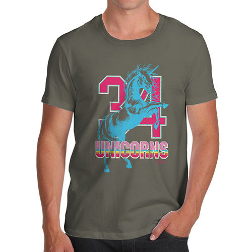 Funny Mens T Shirts 34 Unicorns Men's T-Shirt Medium Khaki