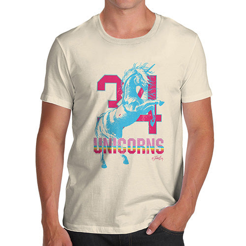 Funny T Shirts For Dad 34 Unicorns Men's T-Shirt Small Natural