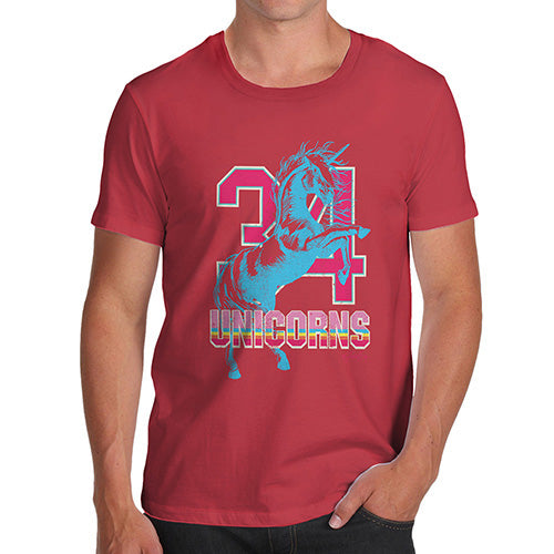 Mens Funny Sarcasm T Shirt 34 Unicorns Men's T-Shirt Large Red