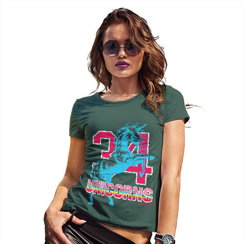 Womens Funny Tshirts 34 Unicorns Women's T-Shirt Large Bottle Green