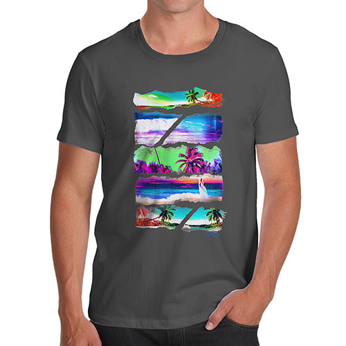 Funny T-Shirts For Men Sarcasm Neon Beach Cutouts Men's T-Shirt X-Large Dark Grey