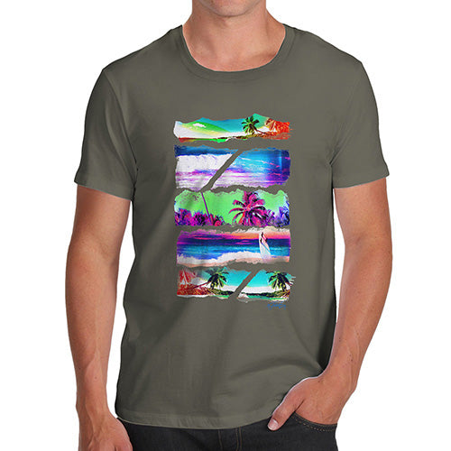 Mens Humor Novelty Graphic Sarcasm Funny T Shirt Neon Beach Cutouts Men's T-Shirt Small Khaki