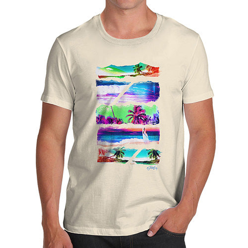 Funny Tee Shirts For Men Neon Beach Cutouts Men's T-Shirt X-Large Natural