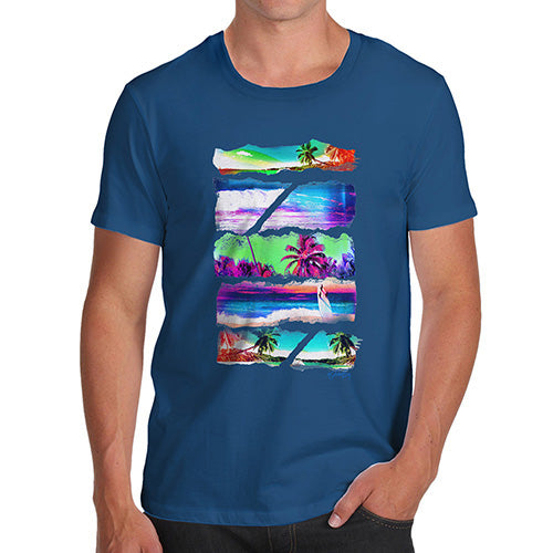 Funny Tee Shirts For Men Neon Beach Cutouts Men's T-Shirt X-Large Royal Blue