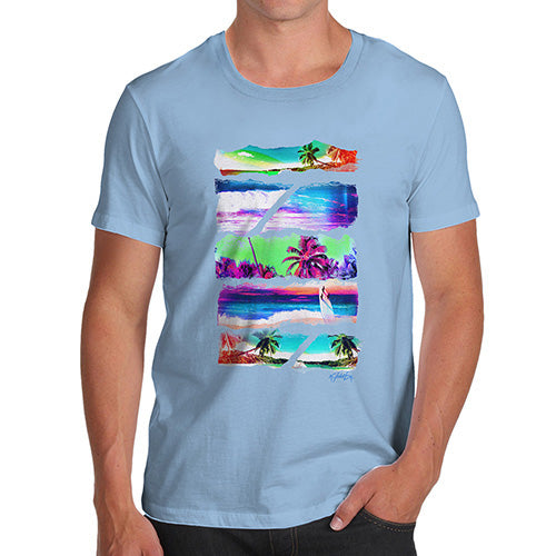 Mens Funny Sarcasm T Shirt Neon Beach Cutouts Men's T-Shirt Small Sky Blue