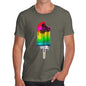 Mens Novelty T Shirt Christmas Rainbow Palms Ice Lolly Men's T-Shirt Small Khaki