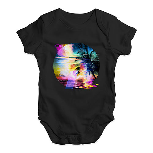 Palm Tree Glitch Art Baby Unisex Baby Grow Bodysuit