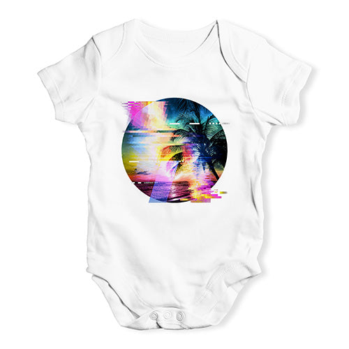 Palm Tree Glitch Art Baby Unisex Baby Grow Bodysuit