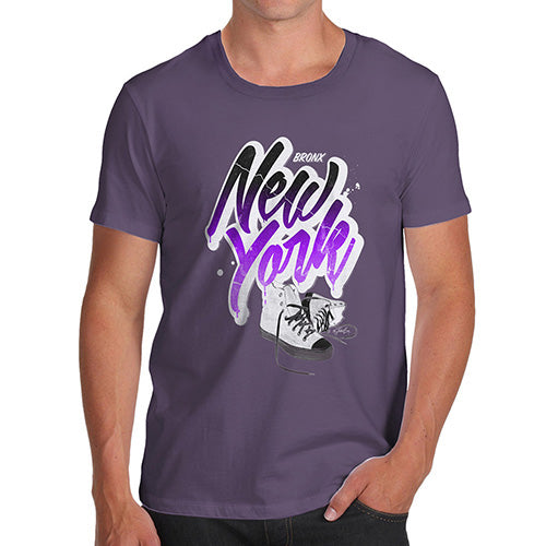 Funny Tee Shirts For Men Bronx New York Sneakers Men's T-Shirt Medium Plum