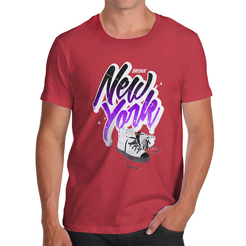 Mens T-Shirt Funny Geek Nerd Hilarious Joke Bronx New York Sneakers Men's T-Shirt X-Large Red