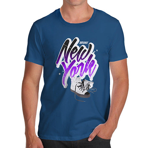 Mens Novelty T Shirt Christmas Bronx New York Sneakers Men's T-Shirt Medium Royal Blue