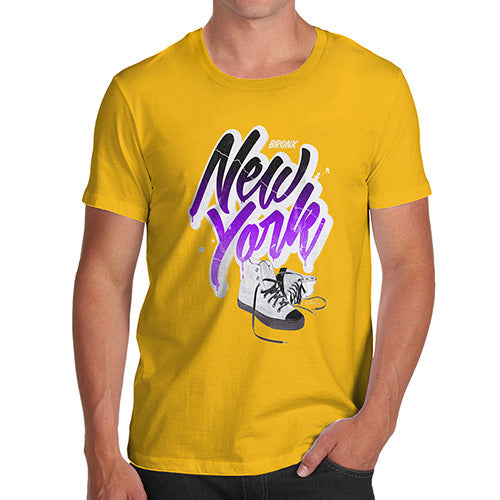 Novelty Tshirts Men Funny Bronx New York Sneakers Men's T-Shirt X-Large Yellow