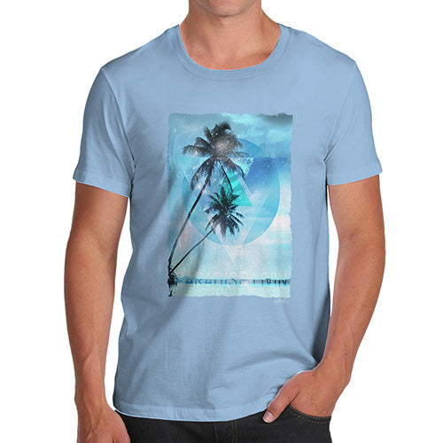 Novelty T Shirts For Dad Paradise Livin' Men's T-Shirt X-Large Sky Blue
