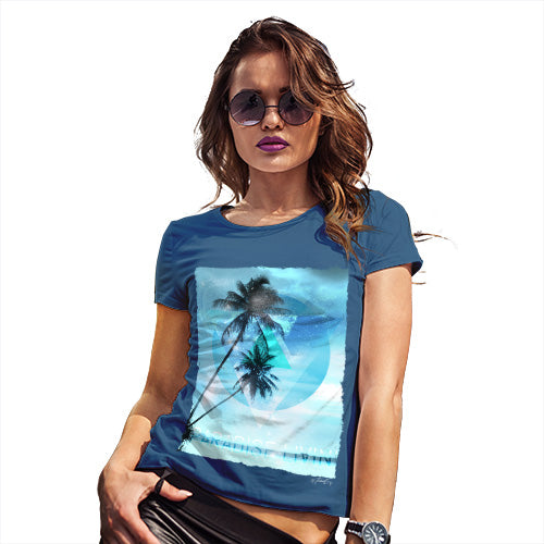 Womens Humor Novelty Graphic Funny T Shirt Paradise Livin' Women's T-Shirt Small Royal Blue