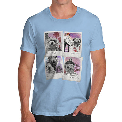 Novelty T Shirts For Dad Dogs On Holiday Men's T-Shirt X-Large Sky Blue
