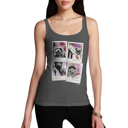 Novelty Tank Top Women Dogs On Holiday Women's Tank Top Medium Dark Grey