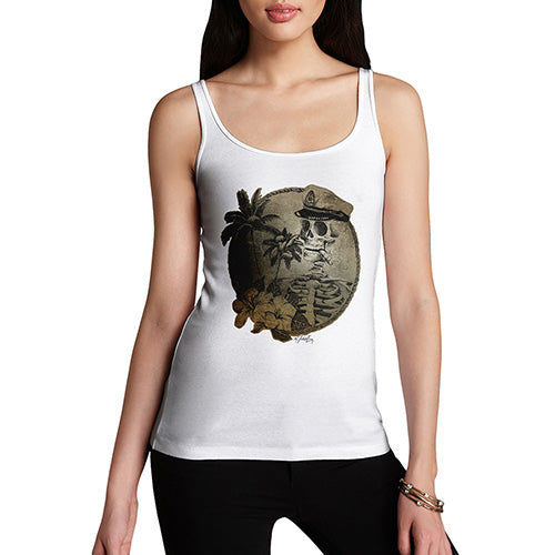 Funny Tank Tops For Women Skeleton Sailor Women's Tank Top Large White