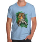 Funny Gifts For Men Tiger In The Grass Men's T-Shirt X-Large Sky Blue