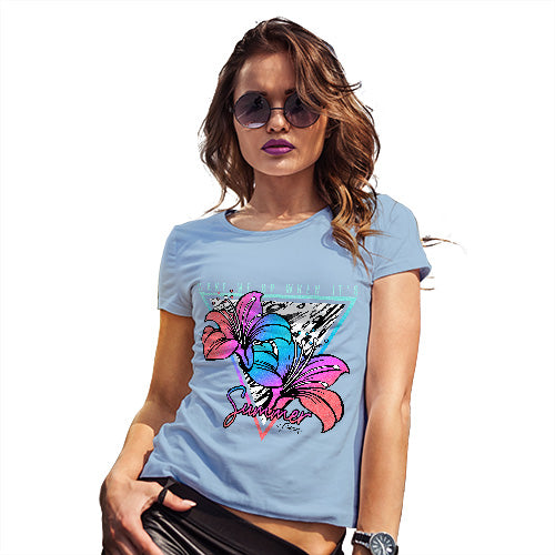 Womens Funny T Shirts Wake Me Up When It's Summer Women's T-Shirt Large Sky Blue