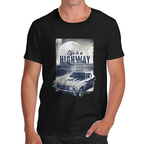 Funny Mens Tshirts Life Is A Highway Men's T-Shirt Medium Black