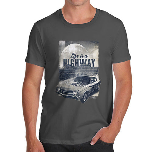 Funny T-Shirts For Men Life Is A Highway Men's T-Shirt X-Large Dark Grey